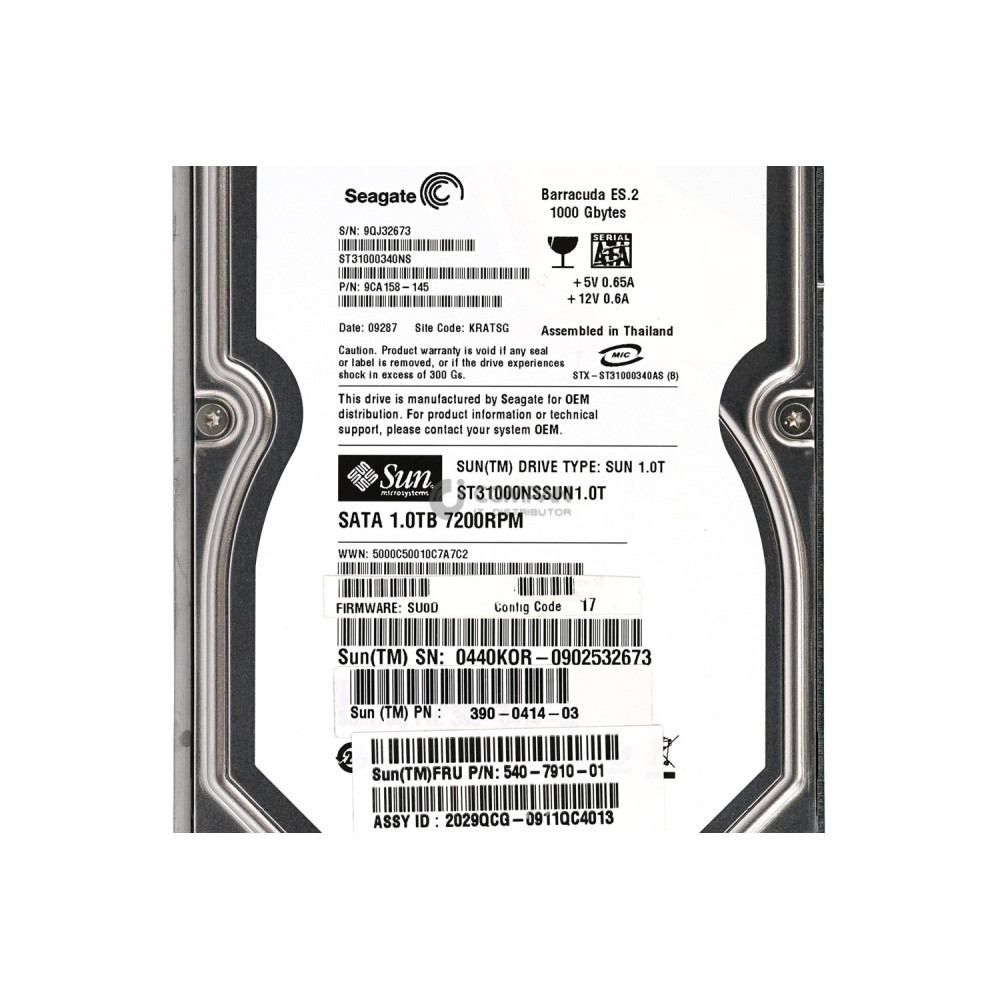 540-7910-01 SUN HDD 1TB 7.2K SATA 3G 3.5" LFF
